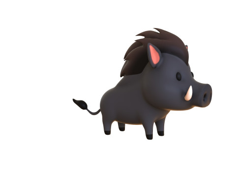 Cartoon Wild Boar Animal 03 3D Model