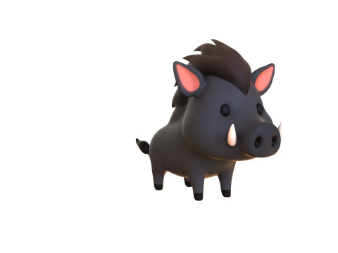 Cartoon Wild Boar Animal 03 3D Model