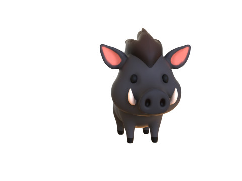 Cartoon Wild Boar Animal 03 3D Model