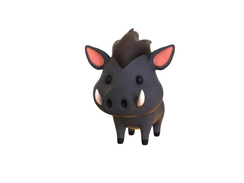 Cartoon Wild Boar Animal 03 3D Model