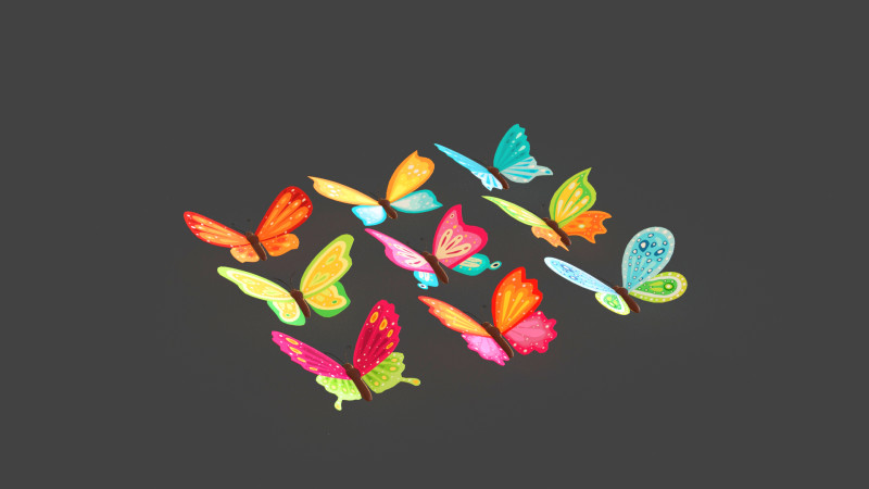 Butterfly Wing Flapping Low Poly Animated Pack 01 3D-Modell .c4d .max .obj .3ds .fbx .stl .blend