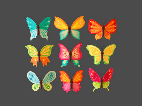 Butterfly Wing Flapping Low Poly Animated Pack 01 3D Model