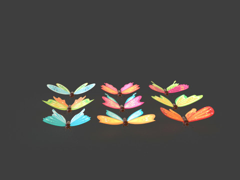 Butterfly Wing Flapping Low Poly Animated Pack 01 3D-Modell