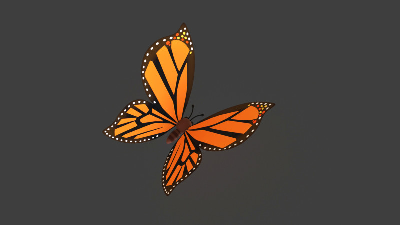 Cartoon Butterfly Wing Flapping Animated 01 Modèle 3D .c4d .max .obj .3ds .fbx .stl .blend