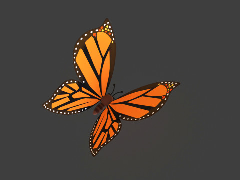 Cartoon Butterfly Wing Flapping Animated 01 3D Model