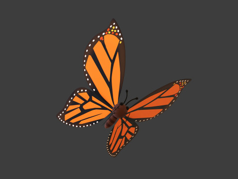 Cartoon Butterfly Wing Flapping Animated 01 Modèle 3D