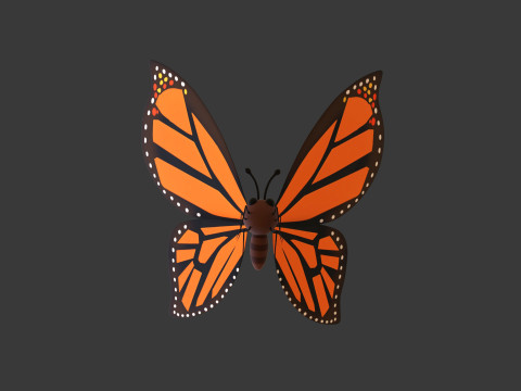 Cartoon Butterfly Wing Flapping Animated 01 Modèle 3D