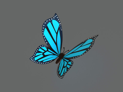 Cartoon Butterfly Wing Flapping Animated 02 3D Model