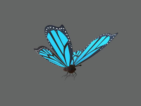 Cartoon Butterfly Wing Flapping Animated 02 3D Модель