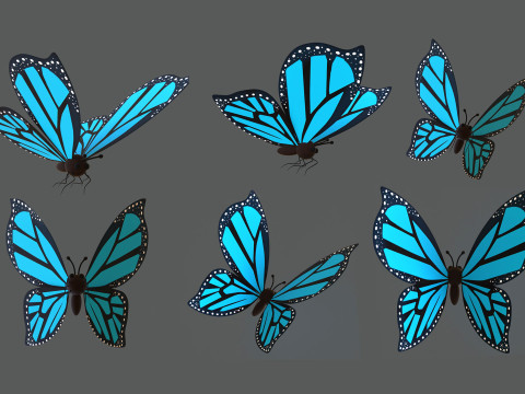 Cartoon Butterfly Wing Flapping Animated 02 3D Модель