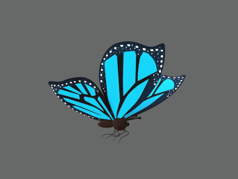 Cartoon Butterfly Wing Flapping Animated 02 3D Модель