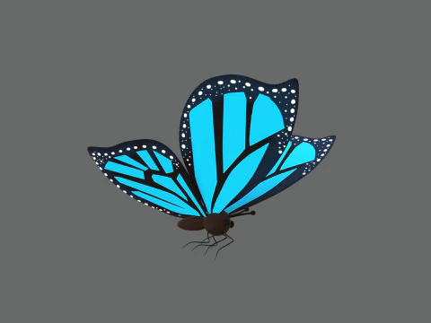 Cartoon Butterfly Wing Flapping Animated 02 3D Model