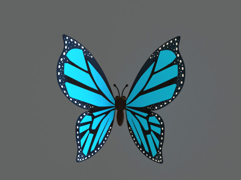 Cartoon Butterfly Wing Flapping Animated 02 3D Модель