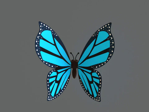 Cartoon Butterfly Wing Flapping Animated 02 3D Model