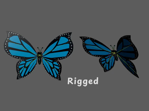 Cartoon Butterfly Wing Flapping Animated 02 3D Model