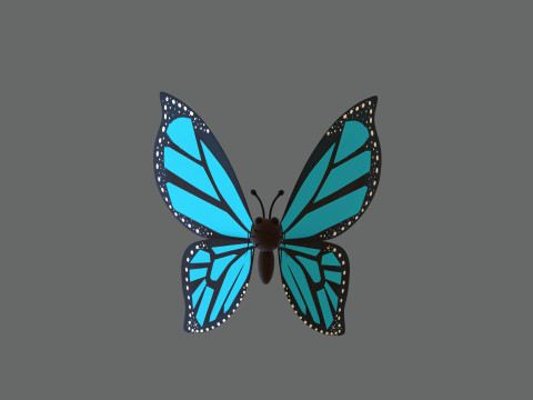 Cartoon Butterfly Wing Flapping Animated 02 3D Модель
