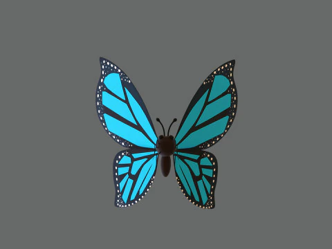Cartoon Butterfly Wing Flapping Animated 02 3D Model