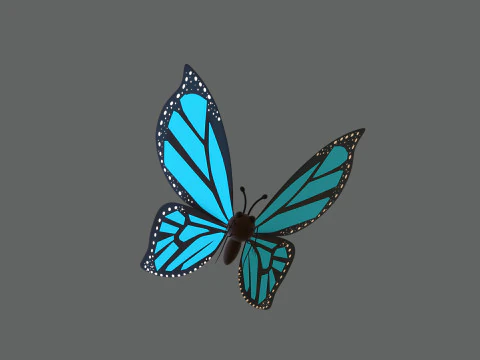 Cartoon Butterfly Wing Flapping Animated 02 3D Model