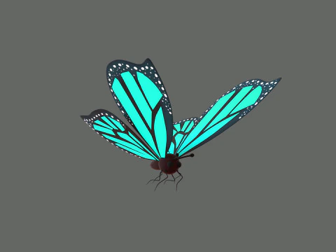 Cartoon Butterfly Wing Flapping Animated 03 3D Model