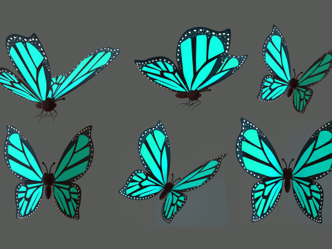 Cartoon Butterfly Wing Flapping Animated 03 3D-Modell
