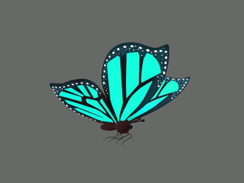 Cartoon Butterfly Wing Flapping Animated 03 3D-Modell