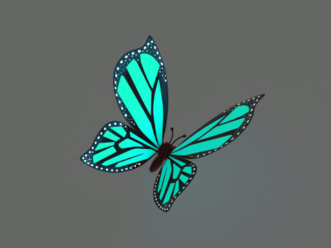 Cartoon Butterfly Wing Flapping Animated 03 3D-Modell