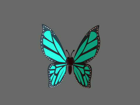 Cartoon Butterfly Wing Flapping Animated 03 3D-Modell