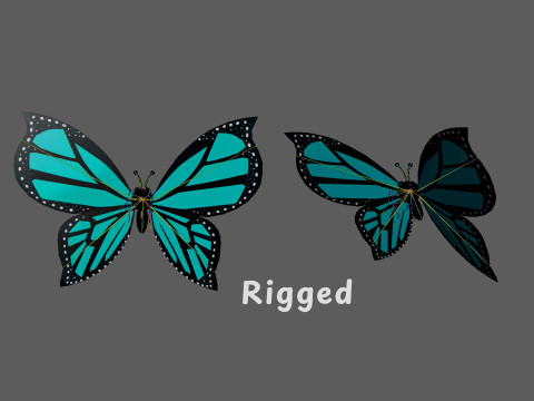 Cartoon Butterfly Wing Flapping Animated 03 3D-Modell
