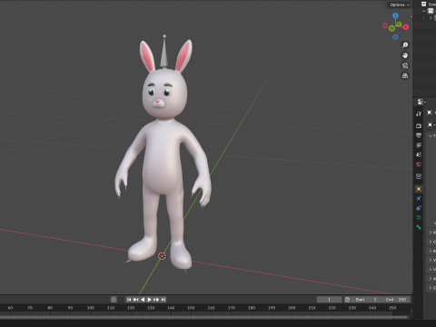 Low-Poly Cartoon Rabbit Bunny Rigged 3D Модель