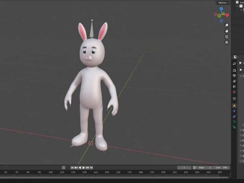 Low-Poly Cartoon Rabbit Bunny Rigged 3D Model