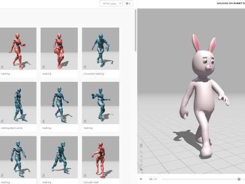 Low-Poly Cartoon Rabbit Bunny Rigged 3D Модель