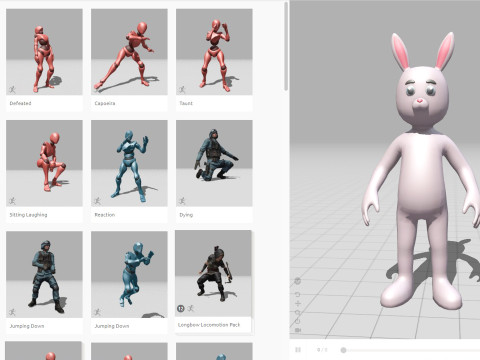 Low-Poly Cartoon Rabbit Bunny Rigged 3D Модель