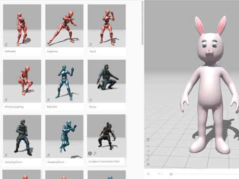 Low-Poly Cartoon Rabbit Bunny Rigged 3D Model
