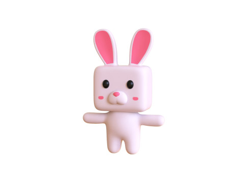 Low-Poly Rabbit Style Rigged 3Dモデル