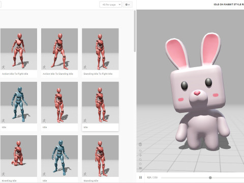 Low-Poly Rabbit Style Rigged 3D Модель