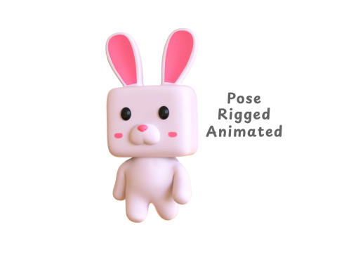 Low-Poly Rabbit Style Rigged 3D Модель