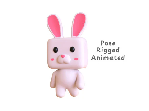 Low-Poly Rabbit Style Rigged 3D Model