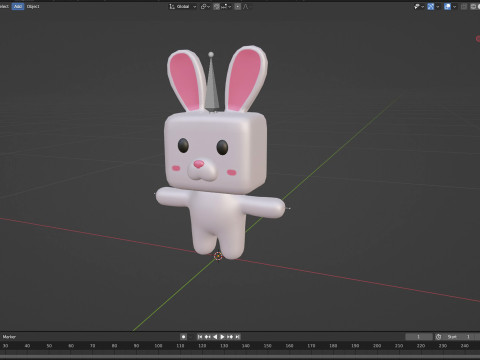 Low-Poly Rabbit Style Rigged 3D Модель