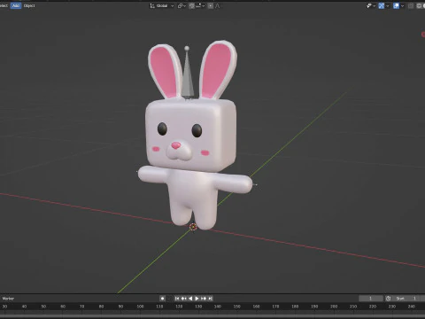 Low-Poly Rabbit Style Rigged 3D Model