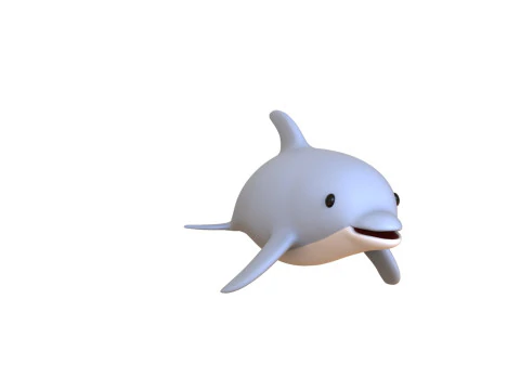 Cartoon Dolphin Rigged 3D Model