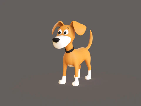 Perro De Dibujos Animados Estilizado Lindo Modelo 3D
