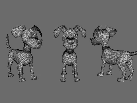 Cartoon Dog Stylized Cute 3D Model