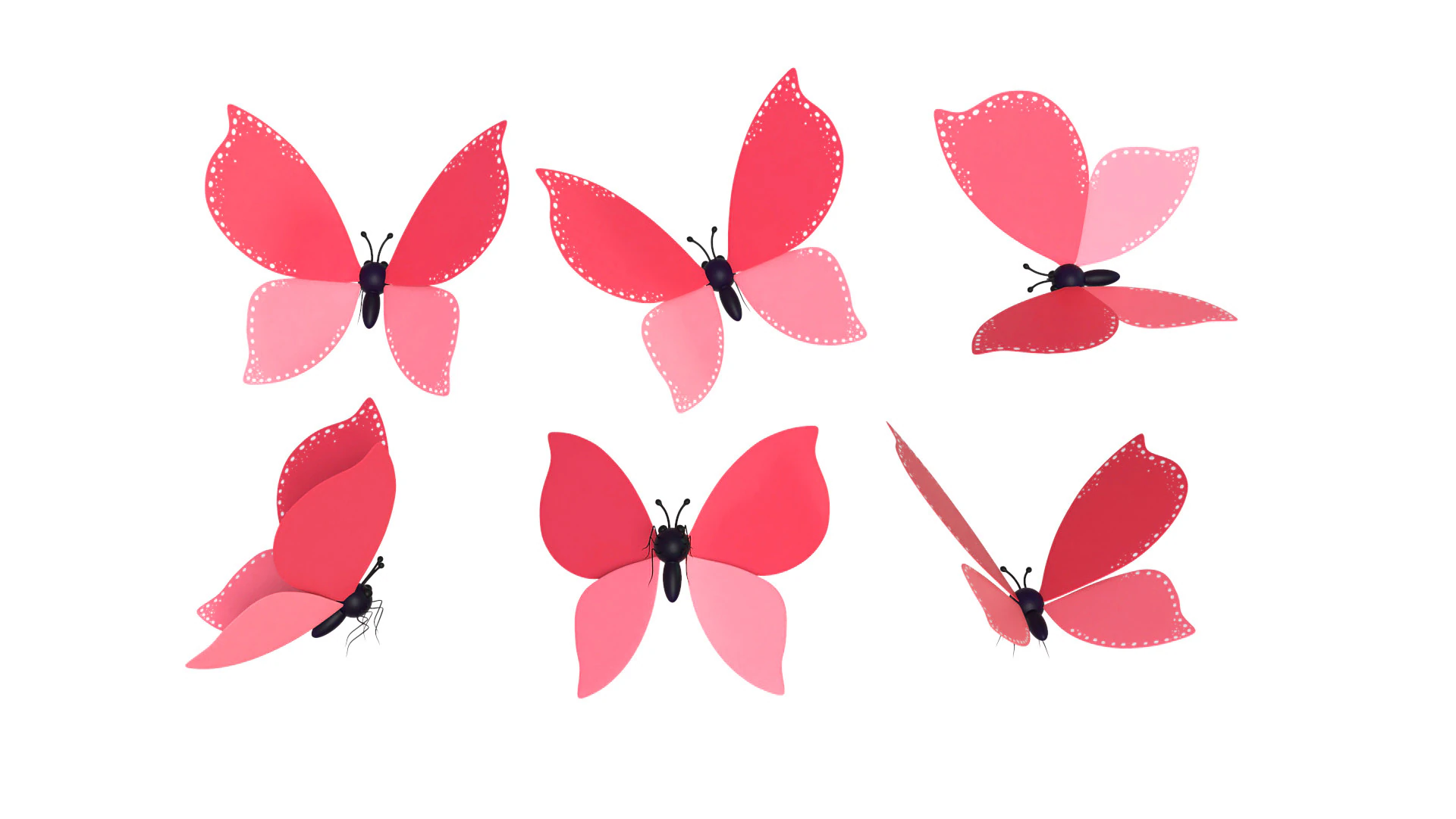 Butterfly Wing Flapping 02 Animated for Game 3D Model .c4d .max .obj .3ds .fbx .stl .blend 