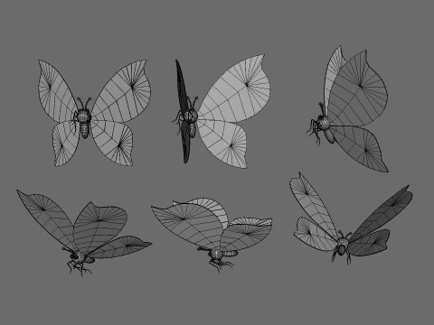Butterfly Wing Flapping 02 Animated for Game 3D Model