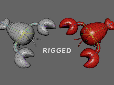 Low Poly - Cartoon Shrimp Rigged 3D मॉडल