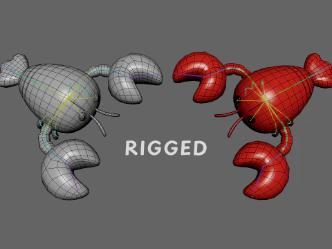 Low Poly - Cartoon Shrimp Rigged 3D Model