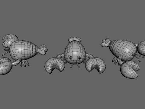 Low Poly - Cartoon Shrimp Rigged 3D Model