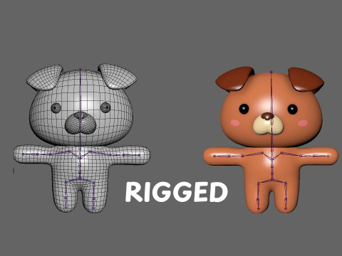 Chubby Bear Animated for Games Model 3D