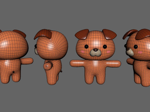 Chubby Bear Animated for Games Model 3D