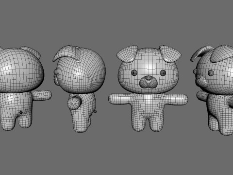 Chubby Bear Animated for Games Model 3D